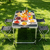 Table de camping pliable avec 4 chaises pliantes, ensemble de table d'événement extérieur en aluminium, vente en gros