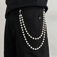 Großhandel Hip-Hop Tonperlen-Strass-Hosenkette Mehrschichtige Strass-Taillenkette Modeschmuck für Männer