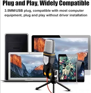 Wired Condenser Microphone White <b>Computer</b> Gaming Podcast Conference Use Omni-directional Lightweight Portable Shock Mount - Product Image 2