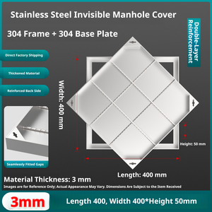 Couvercle d'égout invisible en acier inoxydable 304 de haute qualité, couvercle d'égout carré pour zones pavées, résistant à la corrosion et durable - Product Image 3