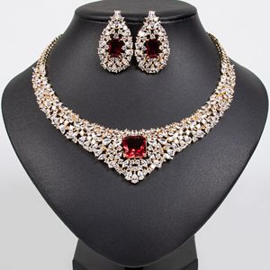 Exquisito Juego de Joyería de Collar y Aretes Adornados con Circonita Cúbica Esmeralda para Novia, Elegantes Accesorios para Fiesta de Bodas - Product Image 2