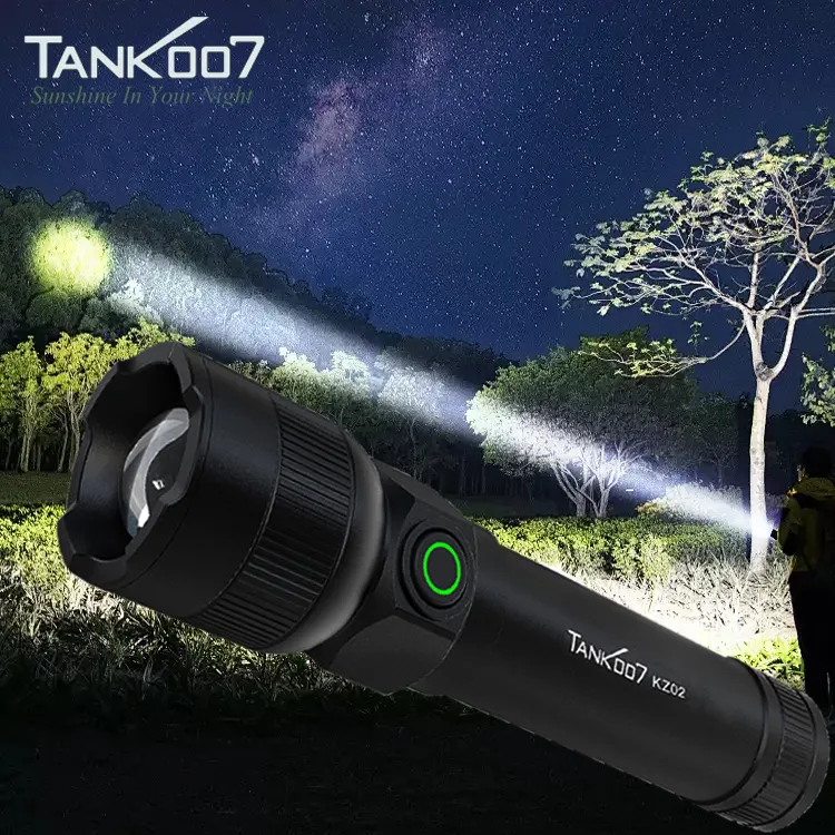 Tank007 Zoom rechargeable Led Flashlight High Lumens Powerful linterna 1000LM Waterproof torch long range tactical flashlight