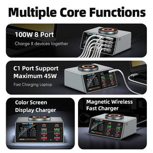 Station de charge 100W Chargeur sans fil X9A | PD45W QC3.0 | Écran LCD | Surveillance APP | Chargeur de téléphone portable multi-appareils - Product Image 5