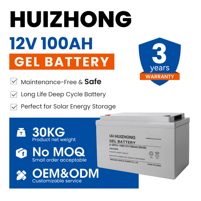 Deep Cycle AGM 12V 100Ah Gel Battery 3% Self-Discharge Rate Rechargeable Lead Acid UPS Solar System