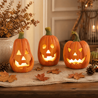 Lanterne Citrouille en Terre Cuite Personnalisée OEM ODM pour Halloween – Décoration Saisonnière et Porte-Bougie Citrouille
