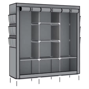<span class=keywords><strong>Armoire</strong></span> Pliable et Portable <span class=keywords><strong>en</strong></span> Tissu <span class=keywords><strong>Toile</strong></span> Économique pour Rangement de Vêtements, Structure Métallique - Product Image 1