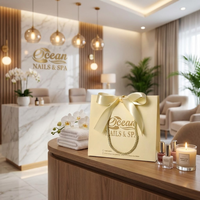 Sacs cadeaux en papier personnalisés de luxe écologiques de petite taille pour Noël, avec ruban doux et nœuds, logo estampé à chaud, cartes en papier
