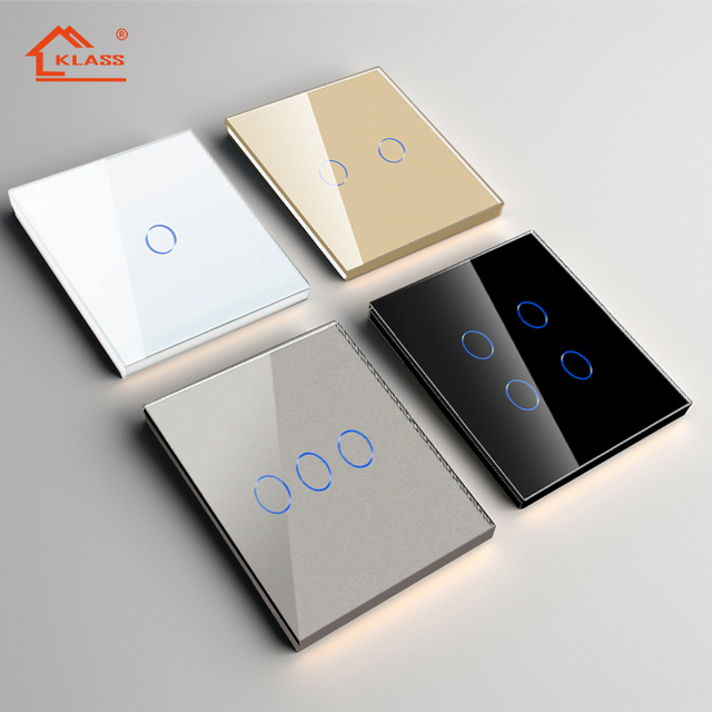 KLASS Alexa Smart Home 10A 3 Gang Wall Quality Indoor 250V 10A Single Pole Touch Glass 240V Compatible Wifi Zigbee Smart Life