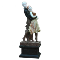 Statue de couple amoureux en marbre naturel poli, style occidental, faite à la main, Notre-Dame de Lourdes, Radha Krishna, design traditionnel de villa