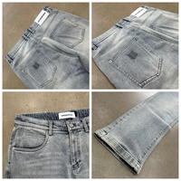 Pantalon décontracté droit pour homme, été, confortable, gris, en jean de coton élastique, denim uni, qualité moyenne, style business