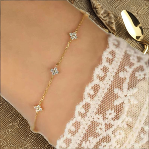 Dainty Sterling Silver Zircon Four Leaf Clover <b>Charm</b> Bracelet for Women Party & Gift Wholesale - Product Image 2