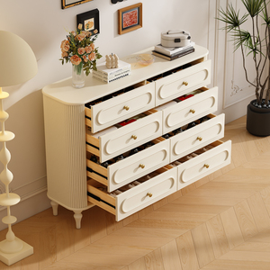 Lxyx Cream Solid Modern Integrated Cabinet Luxury Drawer <b>Chest</b> Bedside Table Wall Mounted <b>Storage</b> 5+ Drawers Dining Bedroom - Product Image 1