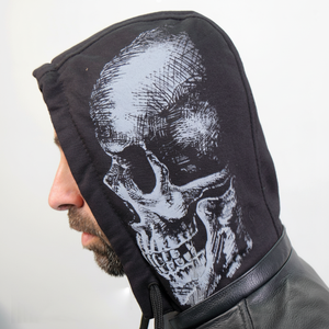 Veste de moto en cuir de toile de meilleure qualité pour hommes Skull and Bones Design avec logo avant - Product Image 1