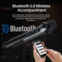 Microphone Karaoké Dynamique Sans Fil, Microphone Portable Sans Fil avec Carte Son et Écho Bluetooth pour Téléphone, Haut-parleur, Soirée Chantante