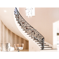 Designs modernes de rampes d'escalier en métal forgé, garde-corps de luxe pour villas intérieures, éclairage mural, cadre en acier, villa, dessin CAO professionnel 195