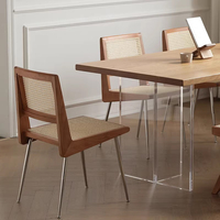 Chaise de salle à manger en rotin nordique, chaise de salle à manger avec structure en bois massif et pieds en métal pour restaurant