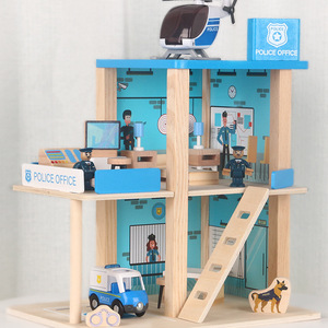 Set di Giocattoli Educativi in Legno per Bambini, Stazione di Polizia e <span class=keywords><strong>Vigili</strong></span> del Fuoco, Gioco di Ruolo Montessori per Bambini e Prescolare - Product Image 4