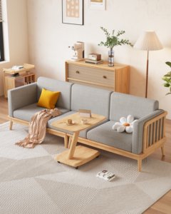 Table d'appoint mobile en bois massif de haute qualité, table d'appoint roulante en forme de C à 2 niveaux pour salon et chambre à coucher - Product Image 3