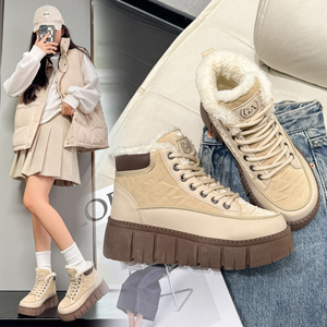 Chaussures décontractées en peluche chaudes pour femmes, à lacets, nouvelle mode, confortables pour la marche, antidérapantes, nouveau style pour filles - Product Image 5