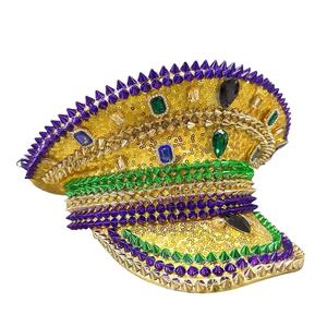 Sequined kim cương lễ hội Mũ Rhinestone Đội trưởng mũ cho Mardi Gras New orleans đốt người đàn ông lễ hội Giáng sinh phục sinh cưỡi mũ - Product Image 1