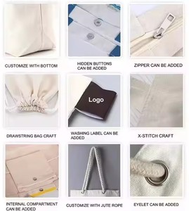 Vente en gros, grand sac cabas en toile pour femmes, imprimé sur mesure, en coton uni avec poche zippée, OEM - Product Image 3