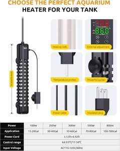 Pemanas Akuarium Submersible Seaoura SR-317 dengan Pengontrol Eksternal Layar Temperatur LED Ganda 63-94 ° Rentang F - Product Image 4