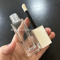 Tube de gloss à lèvres carré en verre de luxe ISMAN 10 ml avec capuchon argenté, applicateur large transparent, conteneur de correcteur, logo personnalisé, vente en gros, marque privée