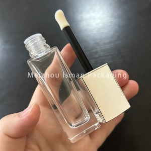 Tube <span class=keywords><strong>de</strong></span> gloss à lèvres carré en verre <span class=keywords><strong>de</strong></span> luxe ISMAN 10 ml avec capuchon argenté, applicateur large transparent, conteneur <span class=keywords><strong>de</strong></span> correcteur, logo personnalisé, vente en gros, marque privée - Product Image 5