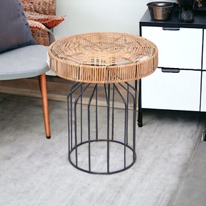 Modern Style Handcrafted Iron Metal Frame Coffee <b>Table</b> Woven Top Seat Rope Design for Home Hotel Restaurant Dining Furniture - Product Image 6
