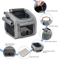 Panier de vélo pour chien en polyester avec fermeture à ceinture, design extensible, 4 portes ouvertes et 4 fenêtres en maille pour petits chiens et chats