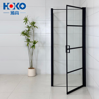 HOKO Charnière de salle de douche en verre trempé moderne Style ouvert avec cadre en aluminium pour hôtels et salles de bains
