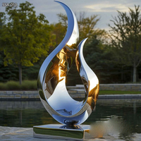 Sculpture Moderne Abstraite Artistique Créative en Acier Inoxydable Poli Miroir de Grande Taille pour la Décoration de la Maison