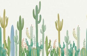 Colorido <span class=keywords><strong>cactus</strong></span> gris oscuro hojas Diseño impresión tamaño grande personalizado hasta 3*5m y 3,2*10M/pieza mural de pared de tela de lujo de gama alta - Product Image 3