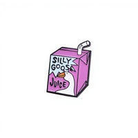 Nouvelle tendance 2026 : Épinglette en émail Silly Goose Juice, motif boîte de jus de dessin animé amusant, broche en métal personnalisée pour vêtements et cadeaux
