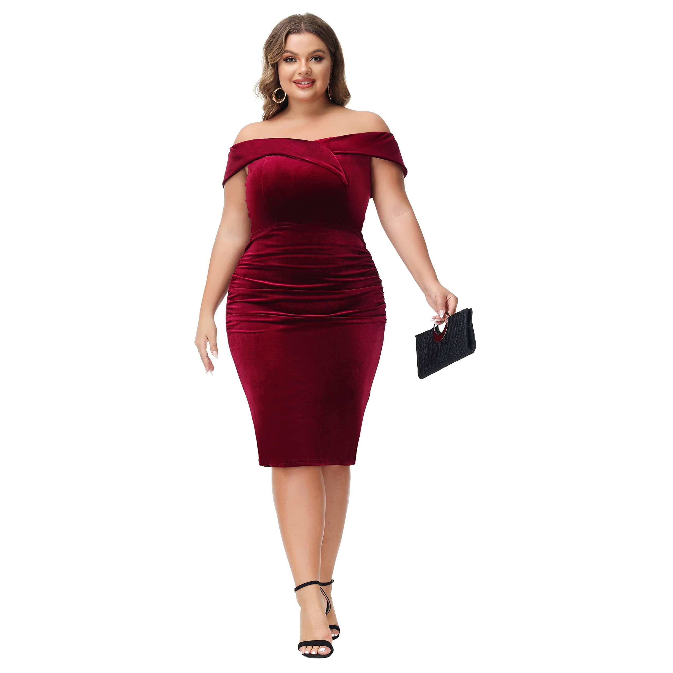 Oem Odm Off Shoulder Date Kerk Sexy Effen Rode Beroemdheid Sexy