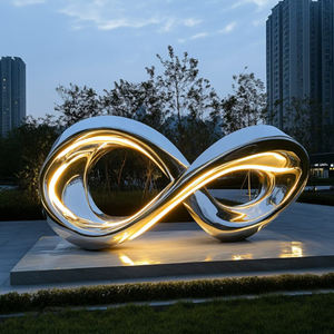 Sculpture en miroir en acier inoxydable pour installation d'art en métal de paysage de jardin extérieur - Product Image 2