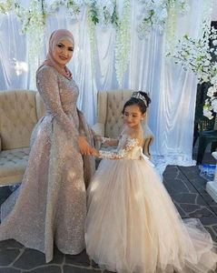 S465A Weddings Sheer Neck Applique Lace Tulle Wedding Flower Girls Flower Girls Dresses - Product Image 6