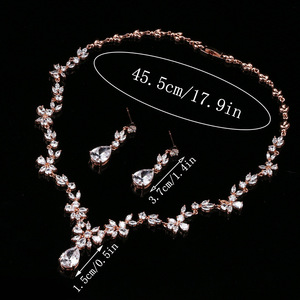 RAKOL SP3162 Parure Hawaïenne de Luxe en Laiton Plaqué Or avec Zircon Cubique, Boucles d'Oreilles et <span class=keywords><strong>Collier</strong></span> Tendance pour Femme, Idéale pour Mariage, Fiançailles et Fêtes - Product Image 3