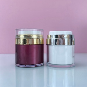 Pot cosmétique de luxe en acrylique avec pompe airless 15g 30g 50g 100g – Blanc et Argent – Pots à crème airless - Product Image 2