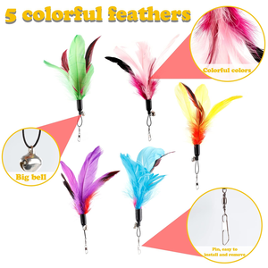 Pearl Pheasant Feather Toy Cat Teaser Wand Interactive Cat Toys Scratcher Fire Feather Plaything Cat <b>Stick</b> Toy - Product Image 3