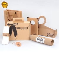 Boîte d'emballage en papier kraft de luxe imprimé avec logo personnalisé pour chaussettes, gants, emballage de vêtements