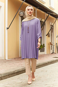 YiXin S-<span class=keywords><strong>5XL</strong></span> 2025 Lose Rüschen Gestrickt Frühling Langarm Plain Farbe Plissee Bluse Lange Hemden Muslimische Frauen Islamische Lange Hemden - Product Image 2