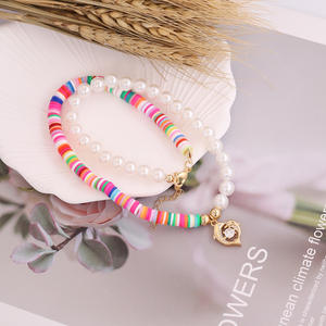 Boho สร้อยคอจี้รูปปลาโลมารูปดาวสีทอง18K สำหรับผู้หญิงสร้อยคอลูกปัดไข่มุกและโพลิเมอร์ดินเหนียวทำด้วยมือ - Product Image 5