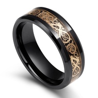 POYA – bague classique en carbure de tungstène pour homme, incrustation de Dragon celtique, noir, 6mm, 8mm, vente en gros