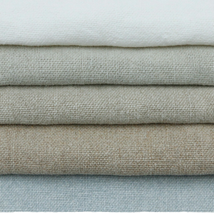 Organisches 100% Leinen Gewebtes Garn-gefärbtes Einfarbiges Schweres 370 GSM 135 CM Breites HDPE-laminiertes Polsterstoff für Vorhänge und Sofas - Product Image 1