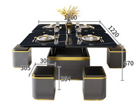 Ensemble de meubles de maison, Table de bureau, avec tabouret de rangement, Table à manger, pour le salon, 4 pièces