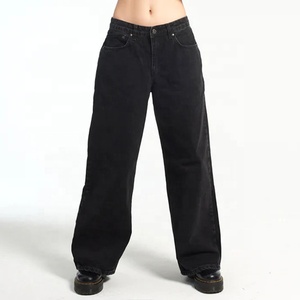 Fabricantes de ropa personalizada, fabricante de China, pantalones vaqueros holgados de cintura alta para mujer de pierna ancha con bolsillo para mujer - Product Image 5