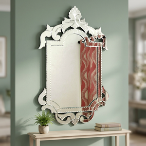 Miroir vénitien décoratif contemporain en verre argenté, fait main, de luxe, à suspendre au mur, pour la décoration de la salle de bain SVM-51 - Product Image 2