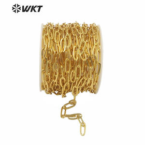 WT-BC152 WKT vendite CALDE 18k oro reale placcato sfaccettato della catena a maglia per la collana delle donne di disegno dei monili di modo FAI DA TE in ottone catena a maglia - Product Image 5