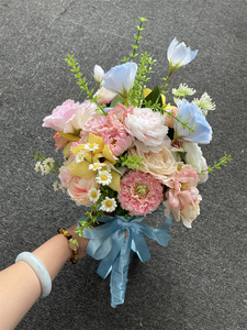 <span class=keywords><strong>Bouquet</strong></span> da Damigella Colorati in Seta Artificiale con <span class=keywords><strong>Tulipani</strong></span>, Rose e Peonie per Matrimoni, Feste e Decorazioni Domestiche - Product Image 5